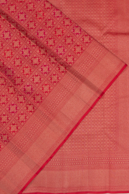 Taranga Kanchi Silk Brocade Redish Pink Saree