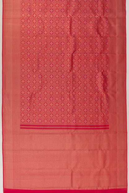 Taranga Kanchi Silk Brocade Redish Pink Saree