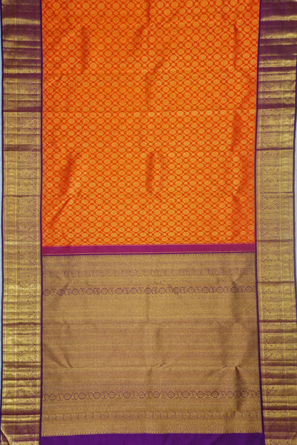 Kanchipuram Silk Brocade Orange Saree