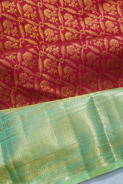 Kanchipuram Silk Brocade Maroon Saree