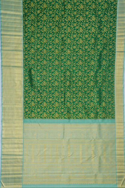 Kanchipuram Silk Jaal Dark Green Saree