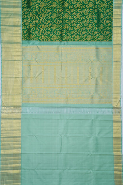 Kanchipuram Silk Jaal Dark Green Saree