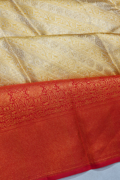 Kanchipuram Silk Tissue Brocade Gold Saree