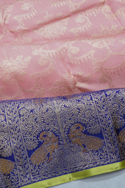 Kanchipuram Silk Brocade Baby Pink Saree