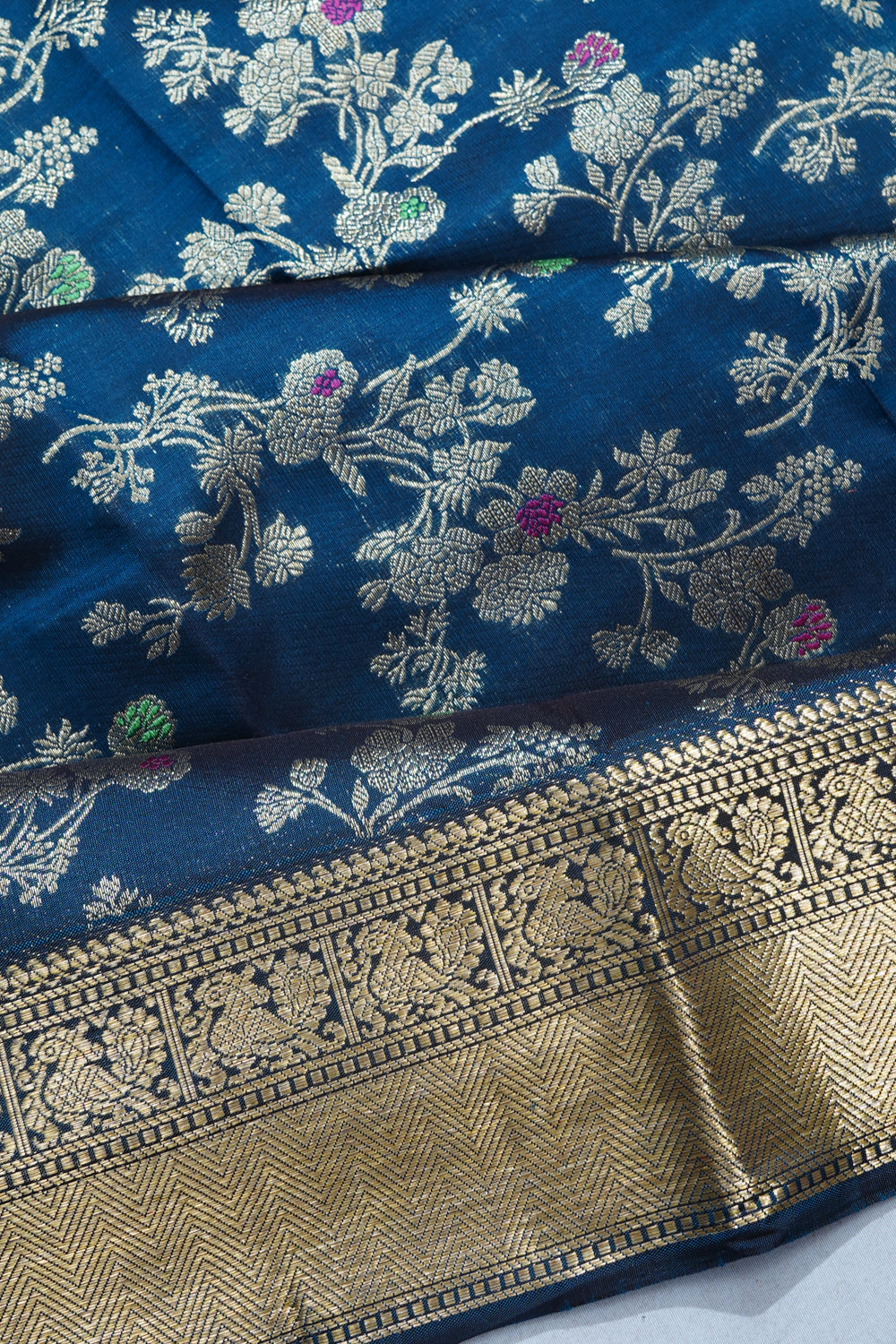 Kanchipuram Silk Jaal Blue Saree