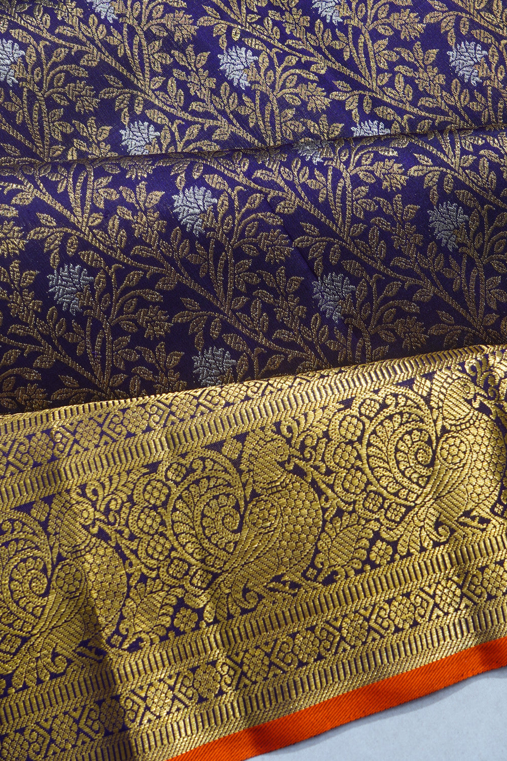 Kanchipuram Silk Brocade Dark Blue Saree