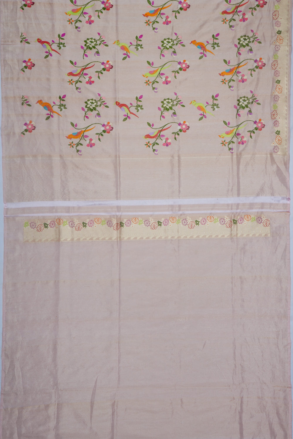 Banarasi Silk Tissue Meenakari Butta Baby Pink Saree