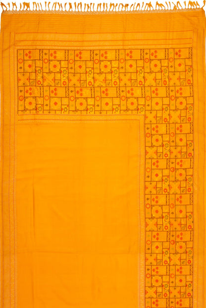 Banarasi Silk  Kadwa Plain Mustard Yellow  Saree