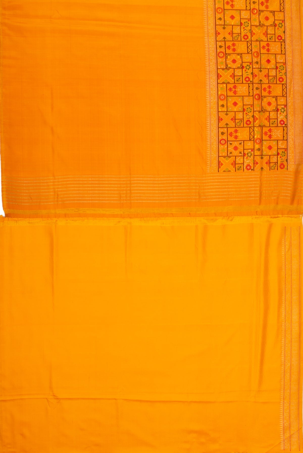 Banarasi Silk  Kadwa Plain Mustard Yellow  Saree