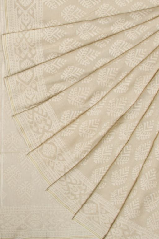 Dhakai Muslin Jamdani Butta Off White Saree