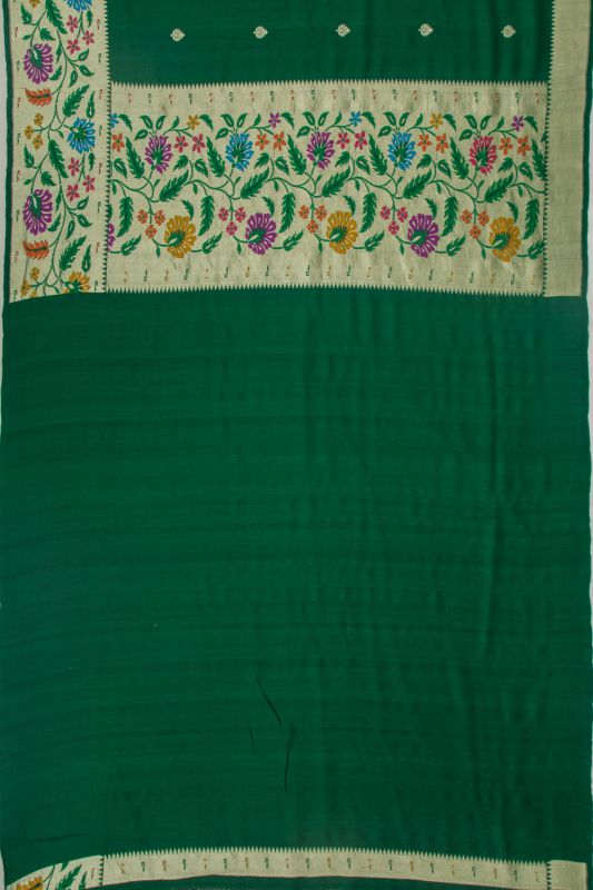 Banarasi Tussar Georgette Butta Dark Green Saree