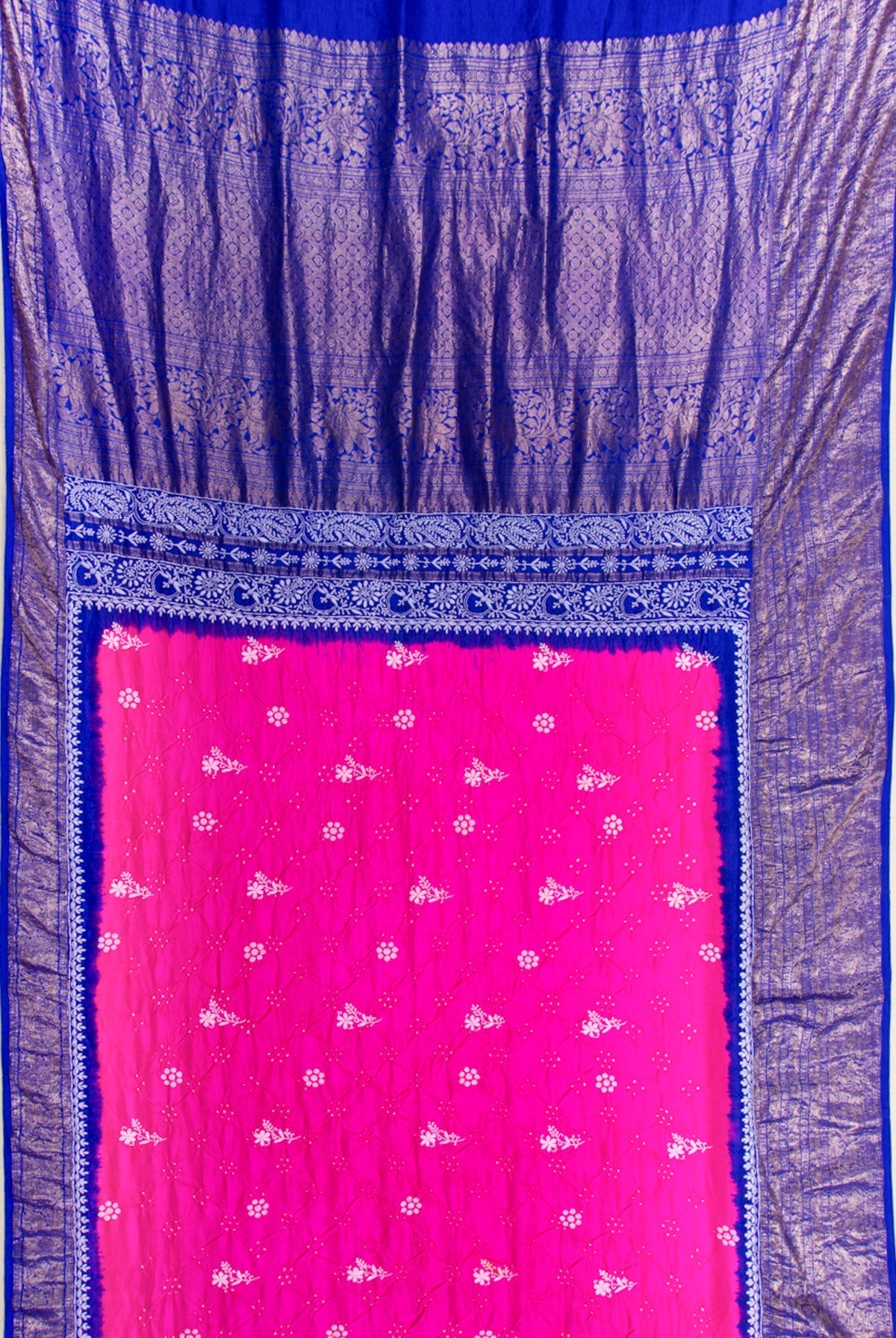 Kanchipuram Silk Bandhani Butta Pink Saree