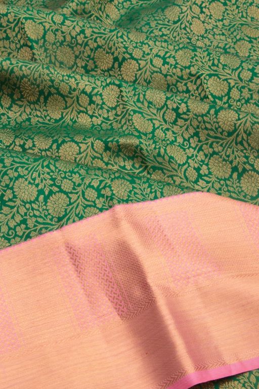 Kanchipuram Silk Jaal Green Saree