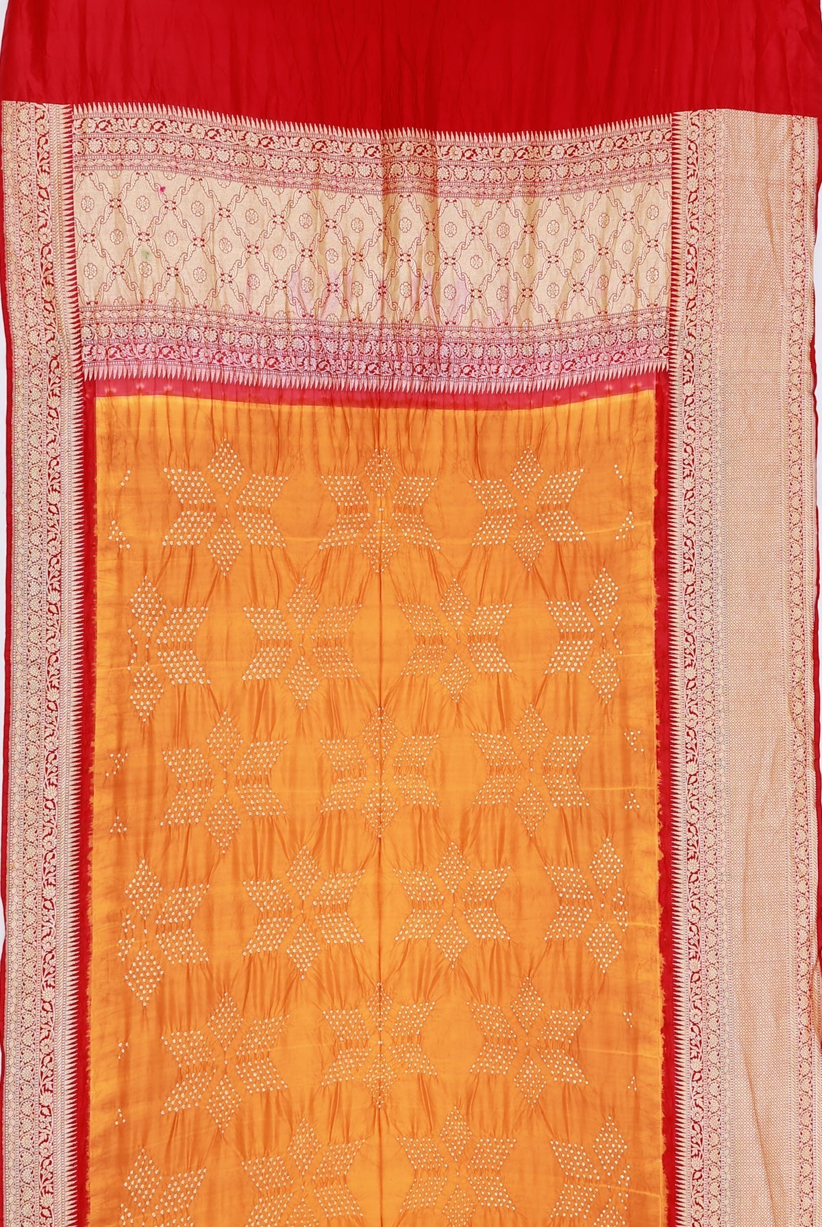 Banarasi Silk Bandhani Orange Saree