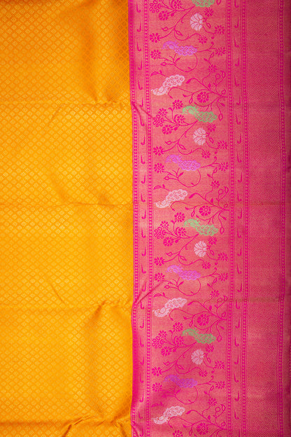 Kanchipuram Silk Brocade Mustard Yellow Saree