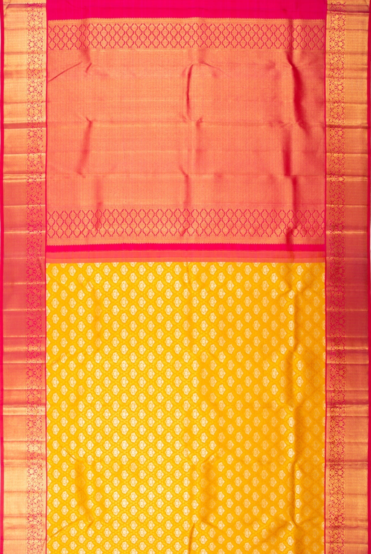 Kanchipuram Silk Brocade Yellow Saree