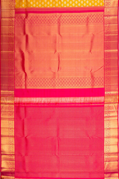 Kanchipuram Silk Brocade Yellow Saree