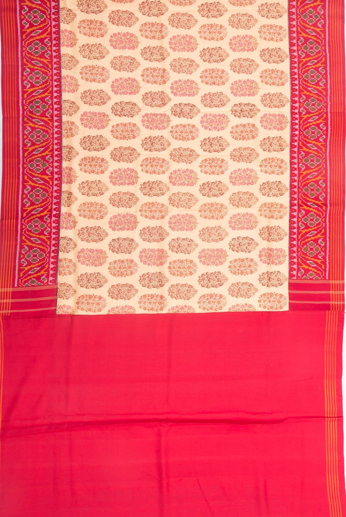 Semi Patan Patola Silk Printed Cream Saree