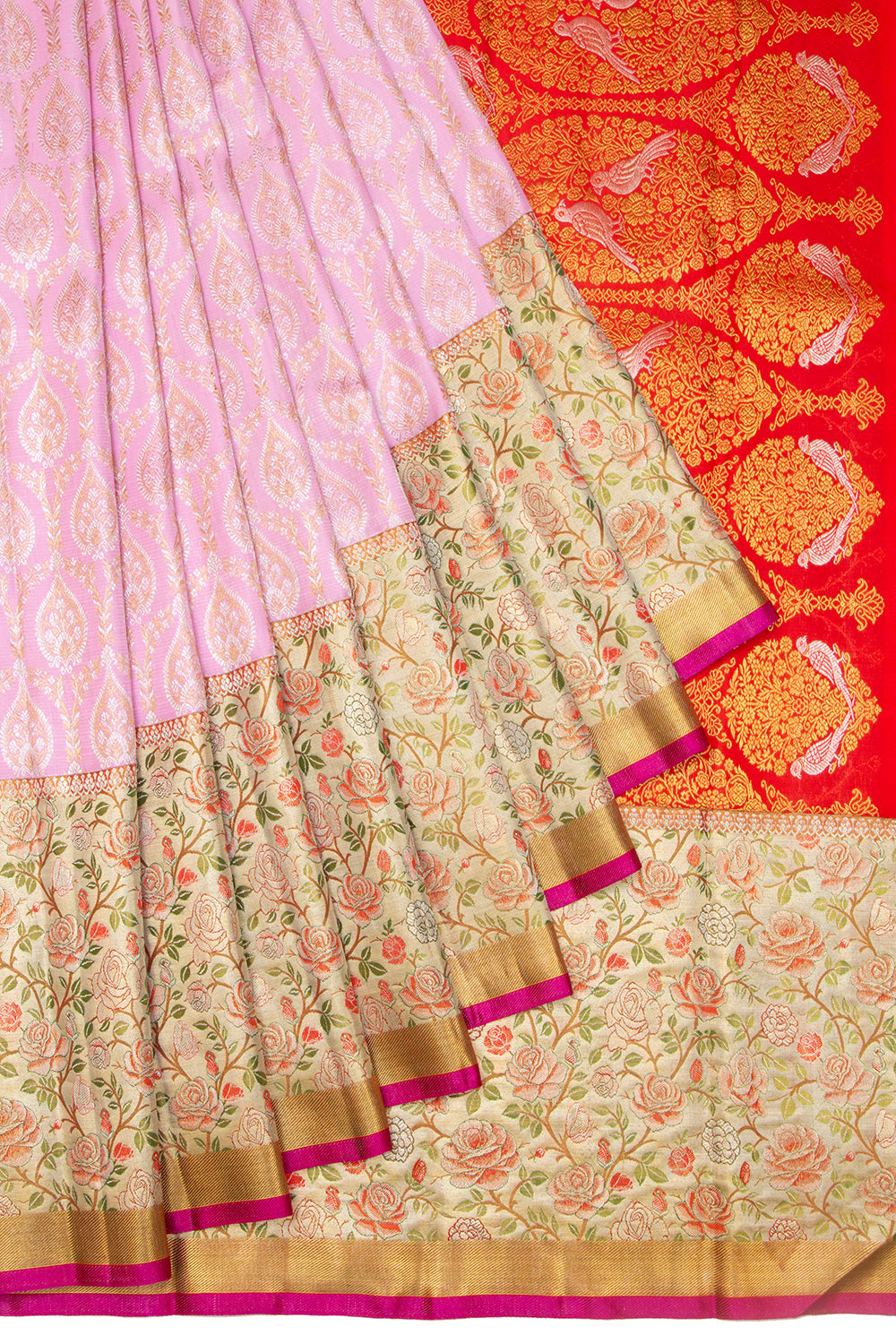 Kanchipuram Silk Brocade Baby Pink Saree