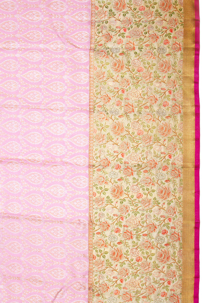 Kanchipuram Silk Brocade Baby Pink Saree