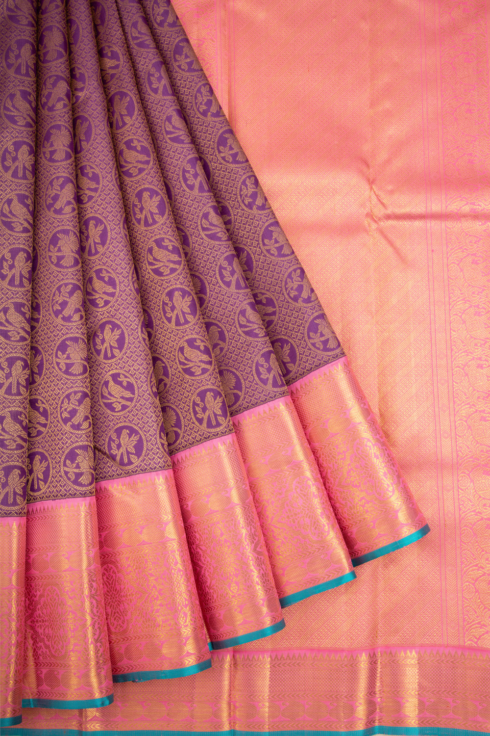 Kanchipuram Silk Brocade Purple Saree