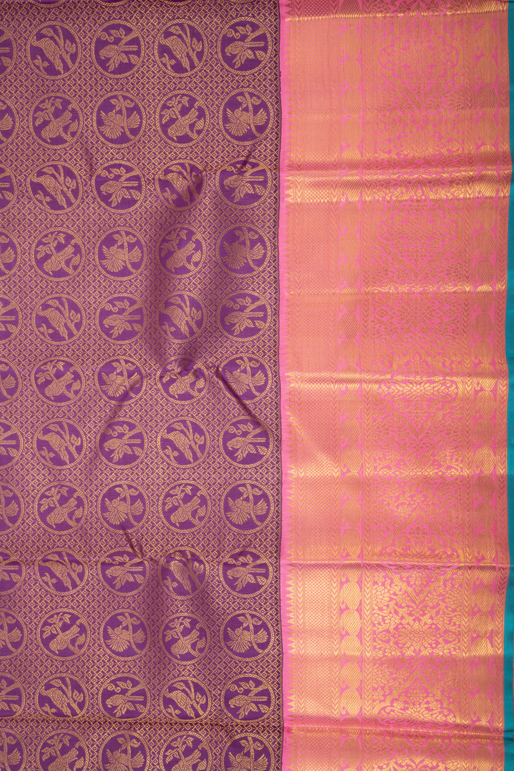 Kanchipuram Silk Brocade Purple Saree