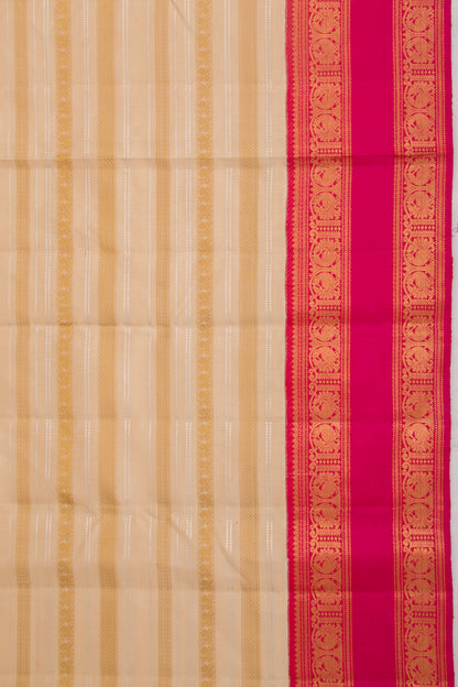 Kanchipuram Silk Lines Cream Saree