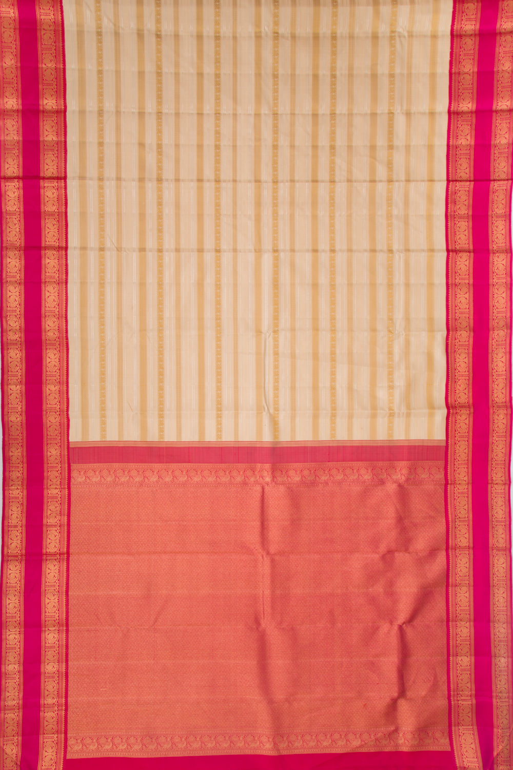 Kanchipuram Silk Lines Cream Saree