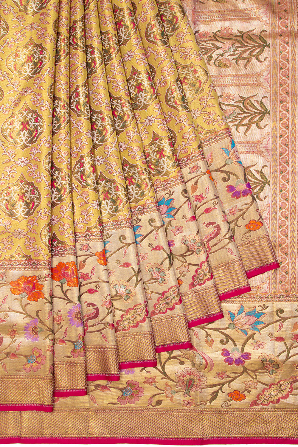 Kanchipuram Silk Tissue Brocade Gold Saree