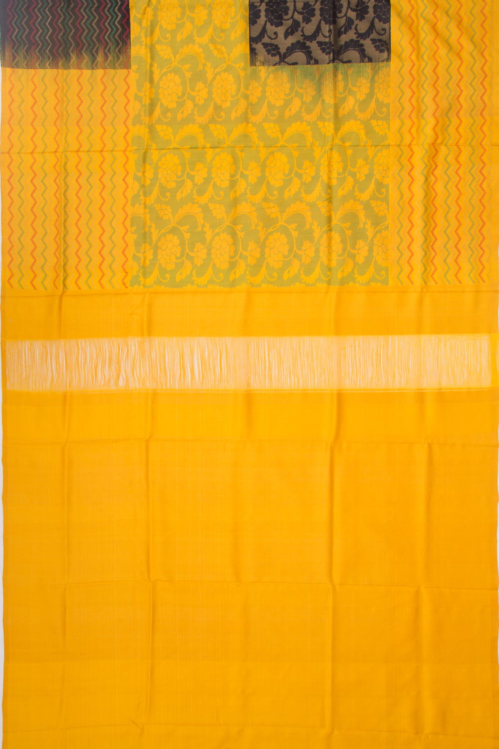 Uppada Silk Jamdani Black And Yellow Saree