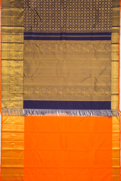 Kanchipuram Silk Brocade Dark Blue Saree