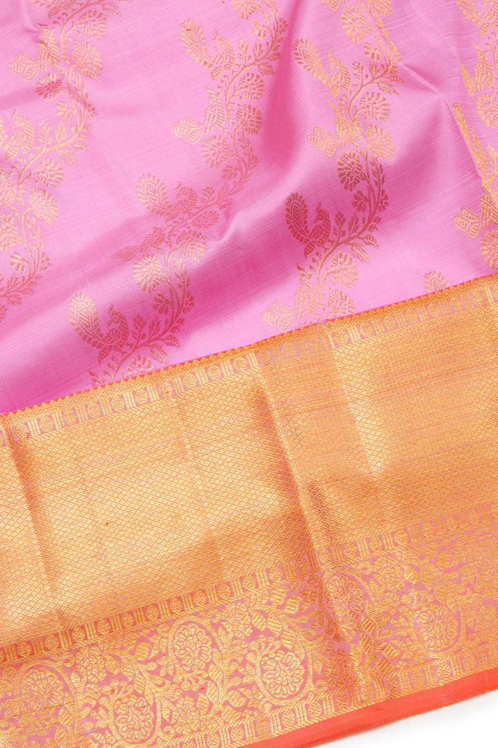 Kanchipuram Silk Leheriya Baby Pink Saree