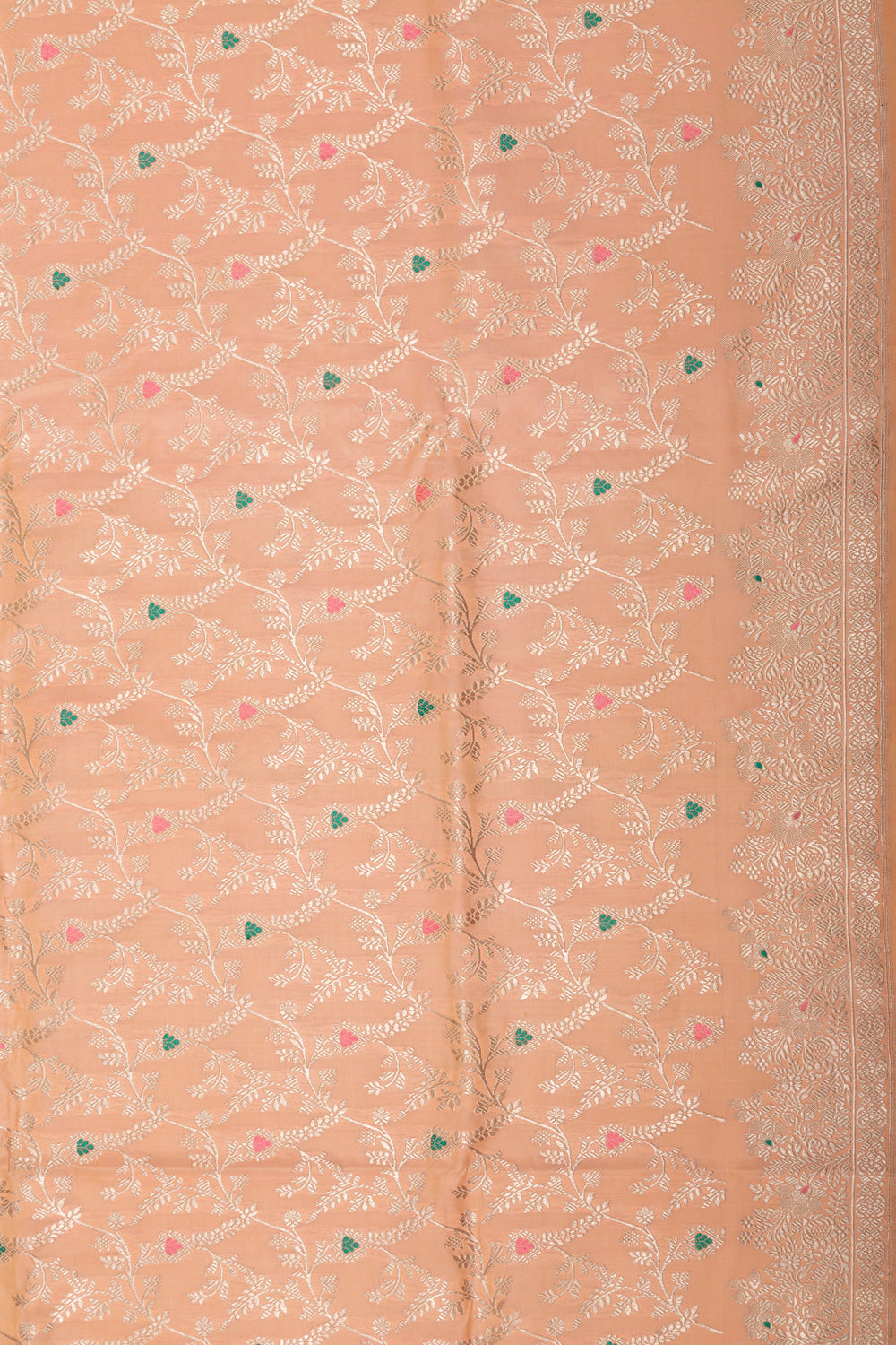 Banarasi Silk Kadwa Jaal Pastel Orange Saree DM