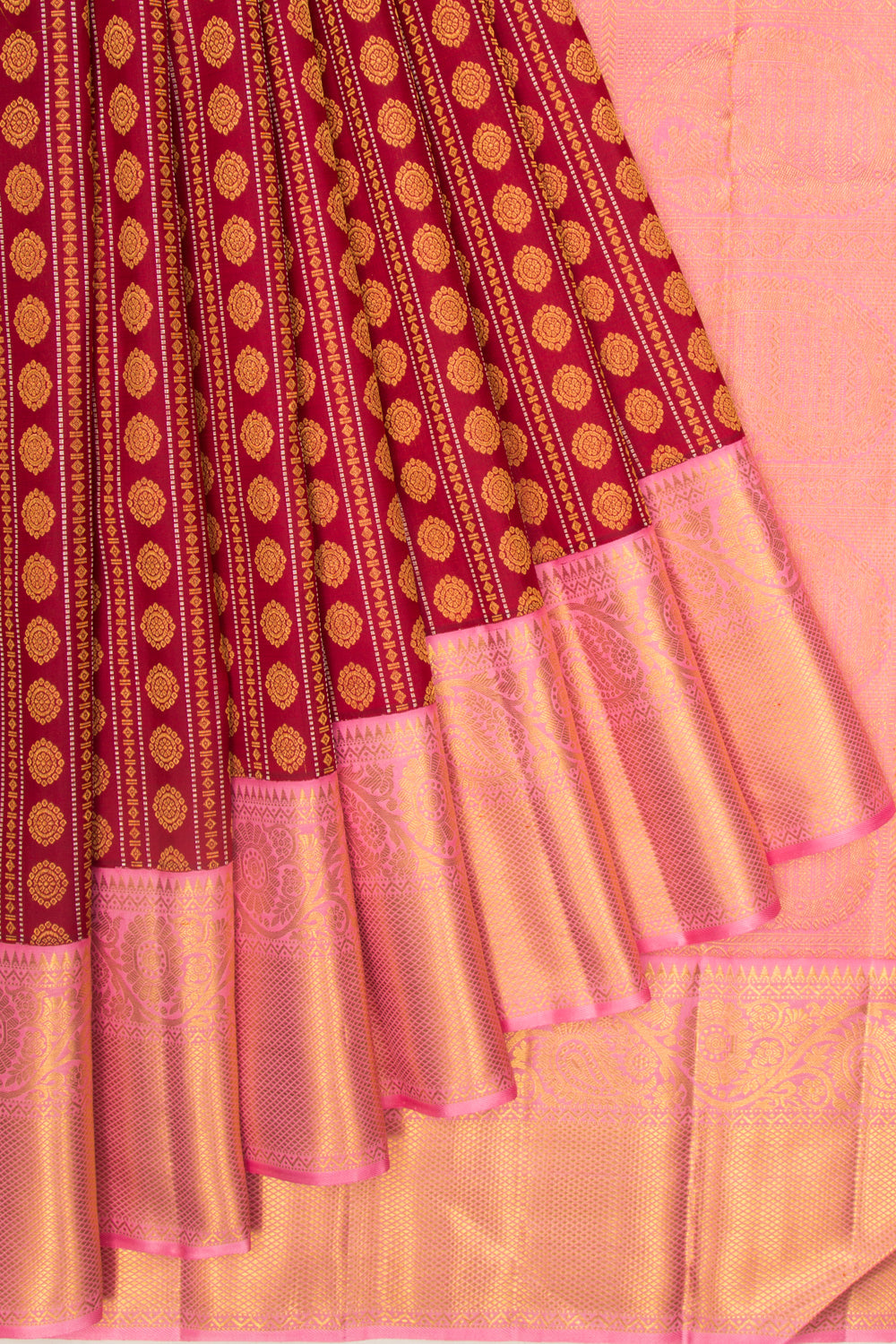 Kanchipuram Silk Brocade Maroon Saree