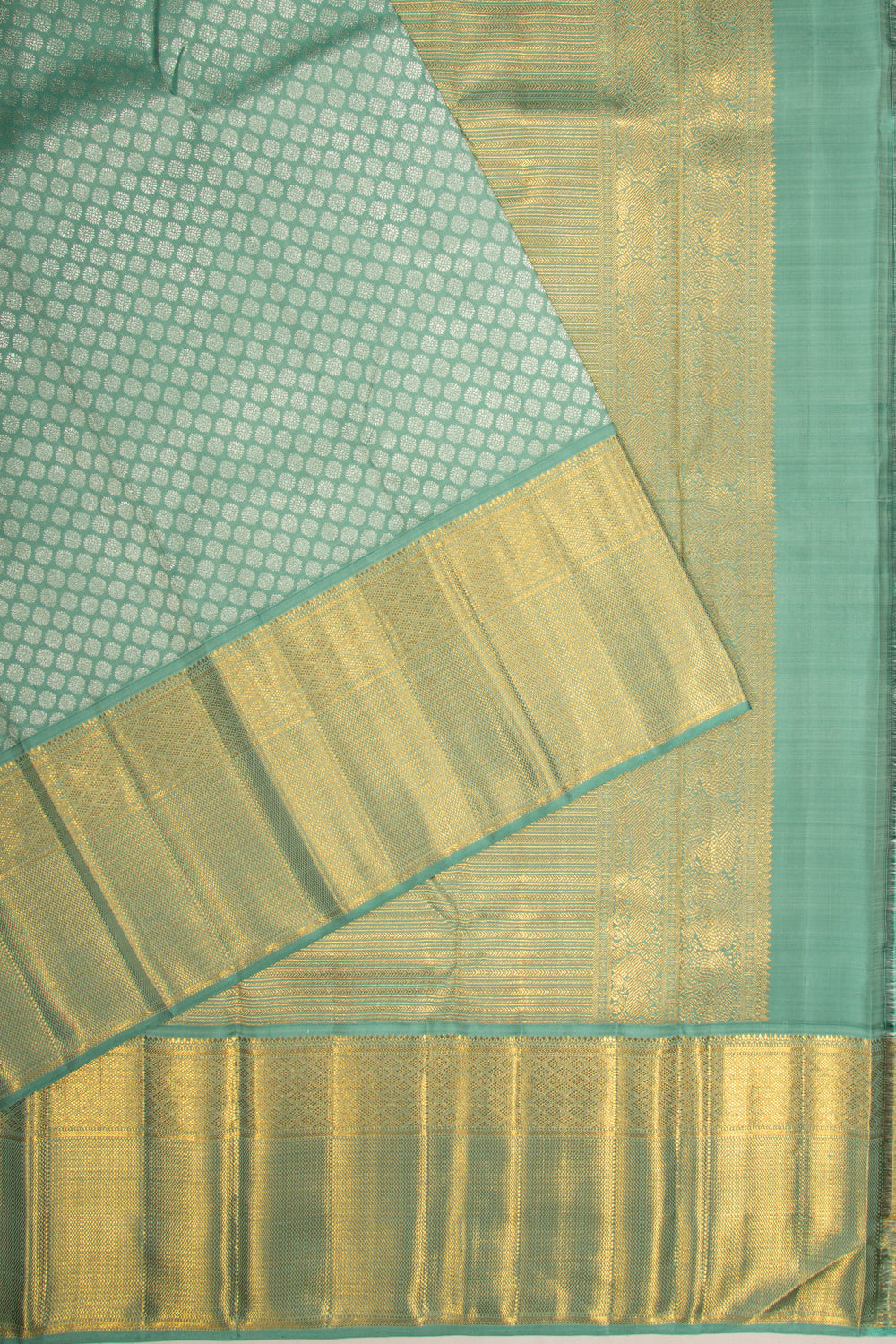 Kanchipuram Silk Brocade Sea Green Saree