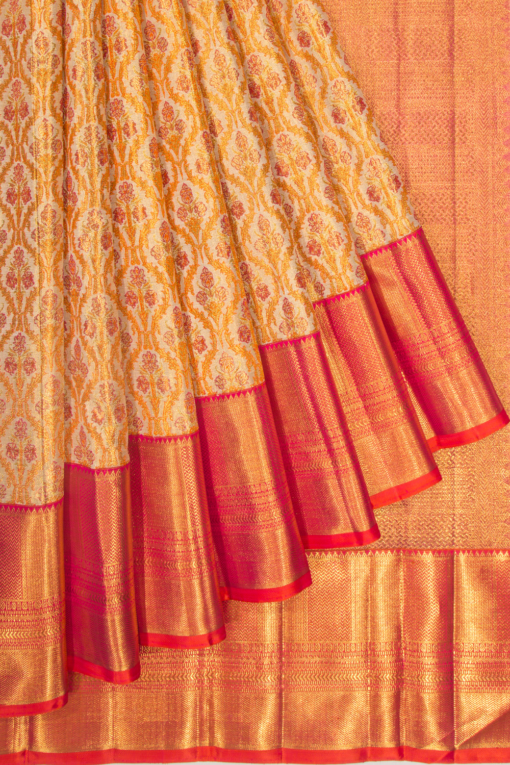 Kanchipuram Silk Tissue Brocade Gold Saree