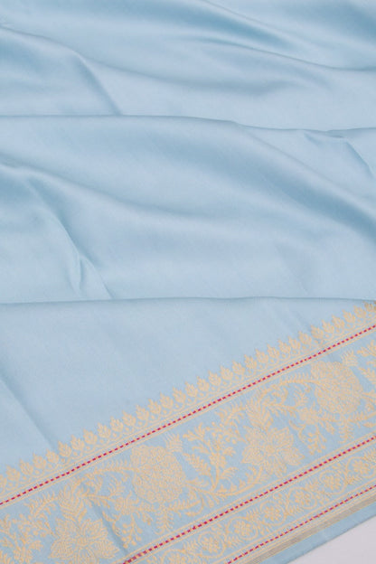 Banarasi Silk Plain Blue Dhoti With Kurta And Kanduva