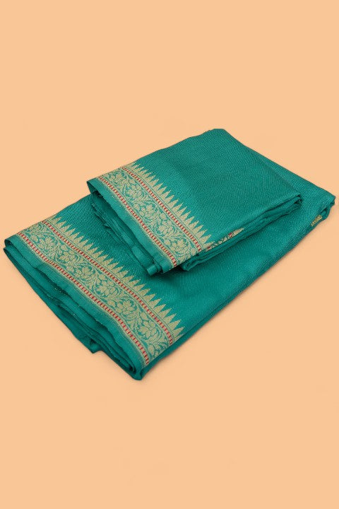 Banarasi Silk Plain Green Dhoti With Kurta And Kanduva