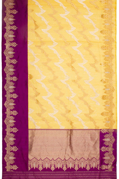 Banarasi Kora Organza Jaal Yellow Saree