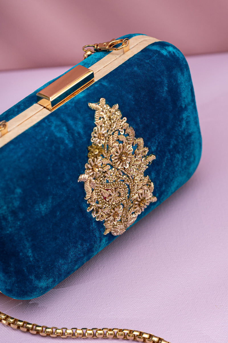 Zardosi Embroidery Clutch By Kankatala